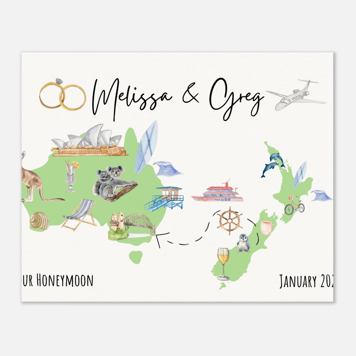 Custom Vacation Keepsake Map or Guestbook - Perfect for Honeymoons, Reunions, or Milestone Trips - Out of Office Outfitters - Print Material