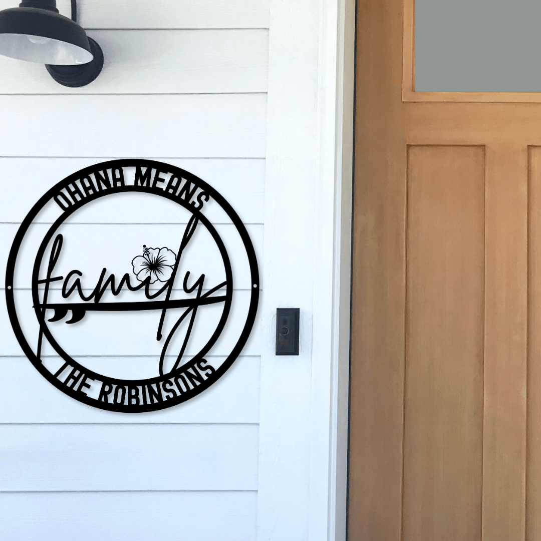 Ohana Means Family Metal Wall Art - Out of Office Outfitters - Die - Cut Sign