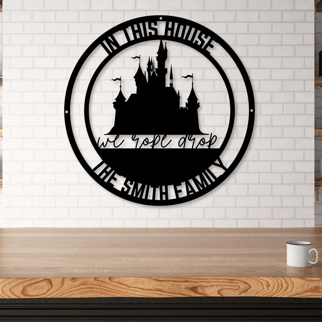 Magical Vacation Inspired Wall Art - Rope Drop inspired Castle Metal Wall Art on a Wall