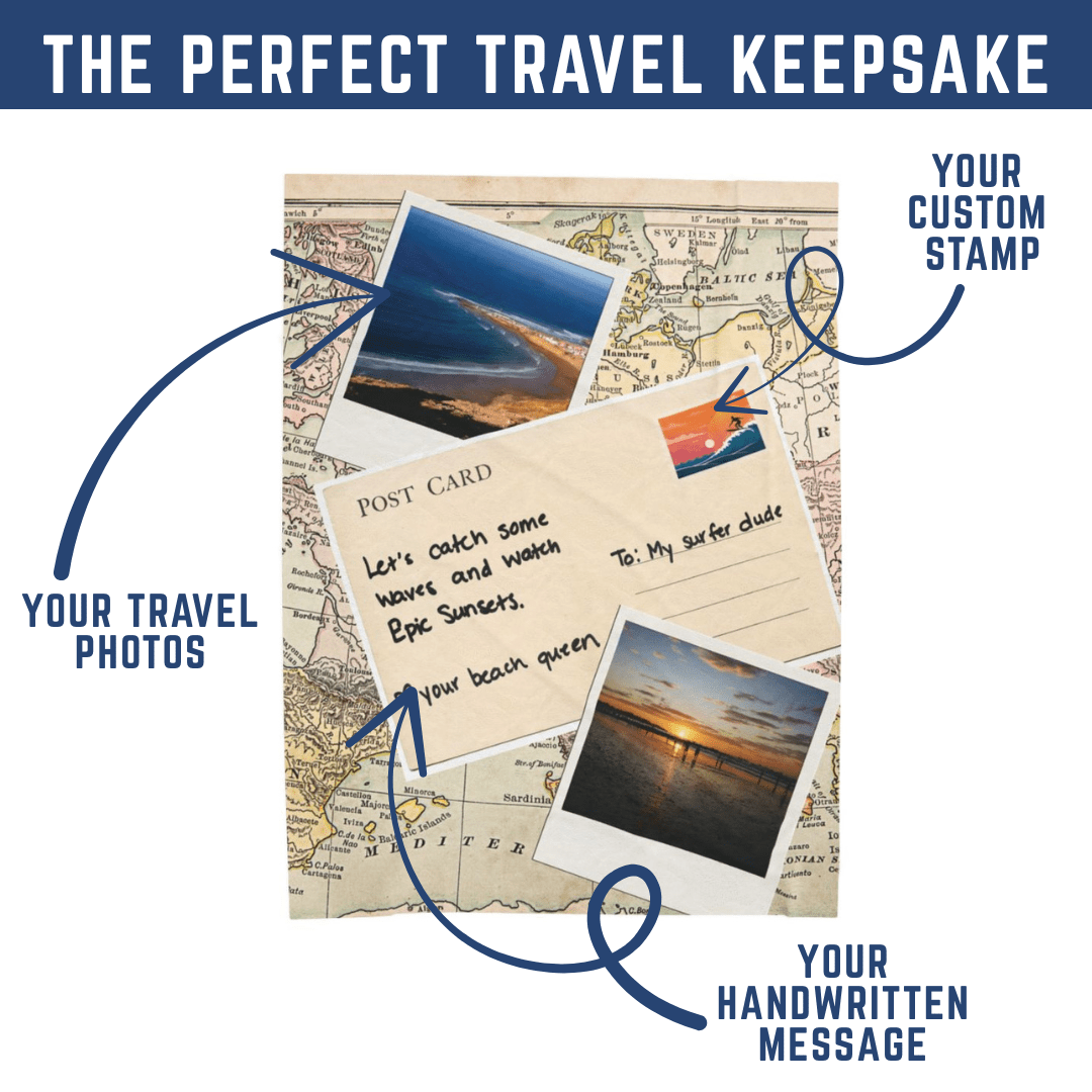 Postcard Blankets Featuring Your Handwritten Message - Out of Office Outfitters