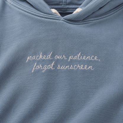 "Packed Our Patience Forgot Sunscreen" Personalized Travel Truths Hoodie
