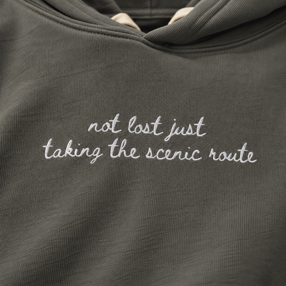"Not Lost Just Taking the Scenic Route" Personalized Travel Truths Hoodie
