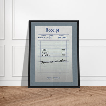 Memories: Priceless — Travel Receipt Typography Canvas