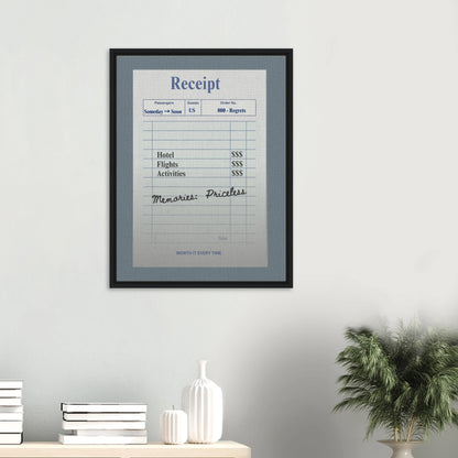 Memories: Priceless — Travel Receipt Typography Canvas