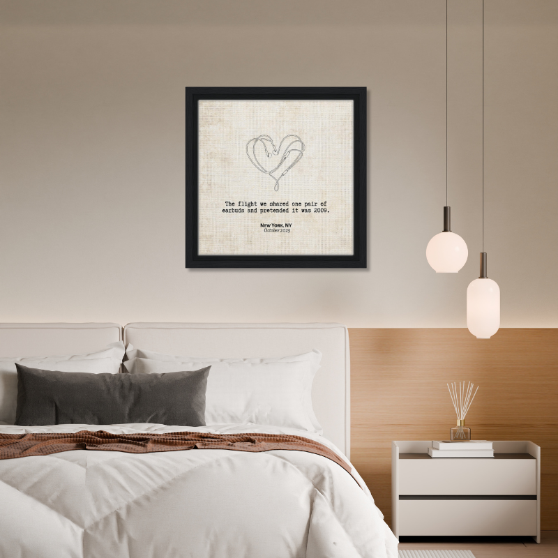 "The Flight We Shared Earbuds" - Personalized Travel Micro Memory Framed Canvas