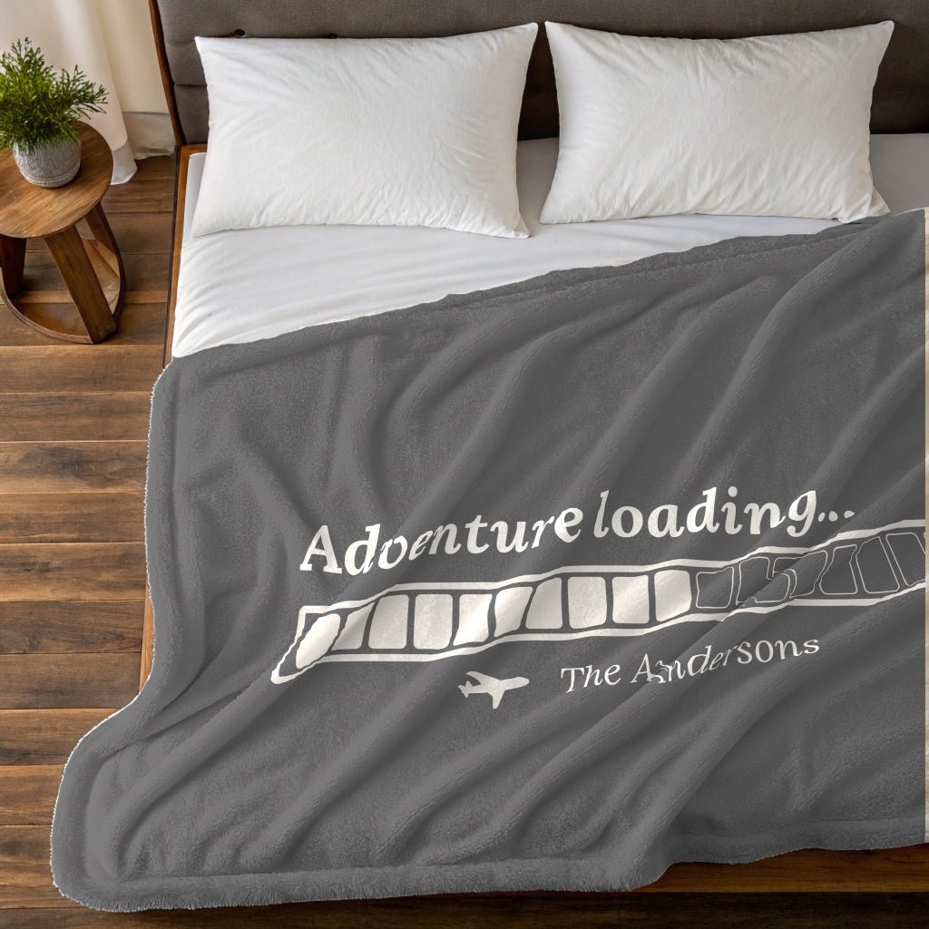 Adventure Loading... Blanket - Warm Sherpa Travel Throw - Out of Office Outfitters - Home Decor