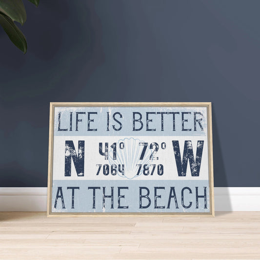 Better at the Beach Custom Coordinates Canvas Wall Art - Out of Office Outfitters - Print Material