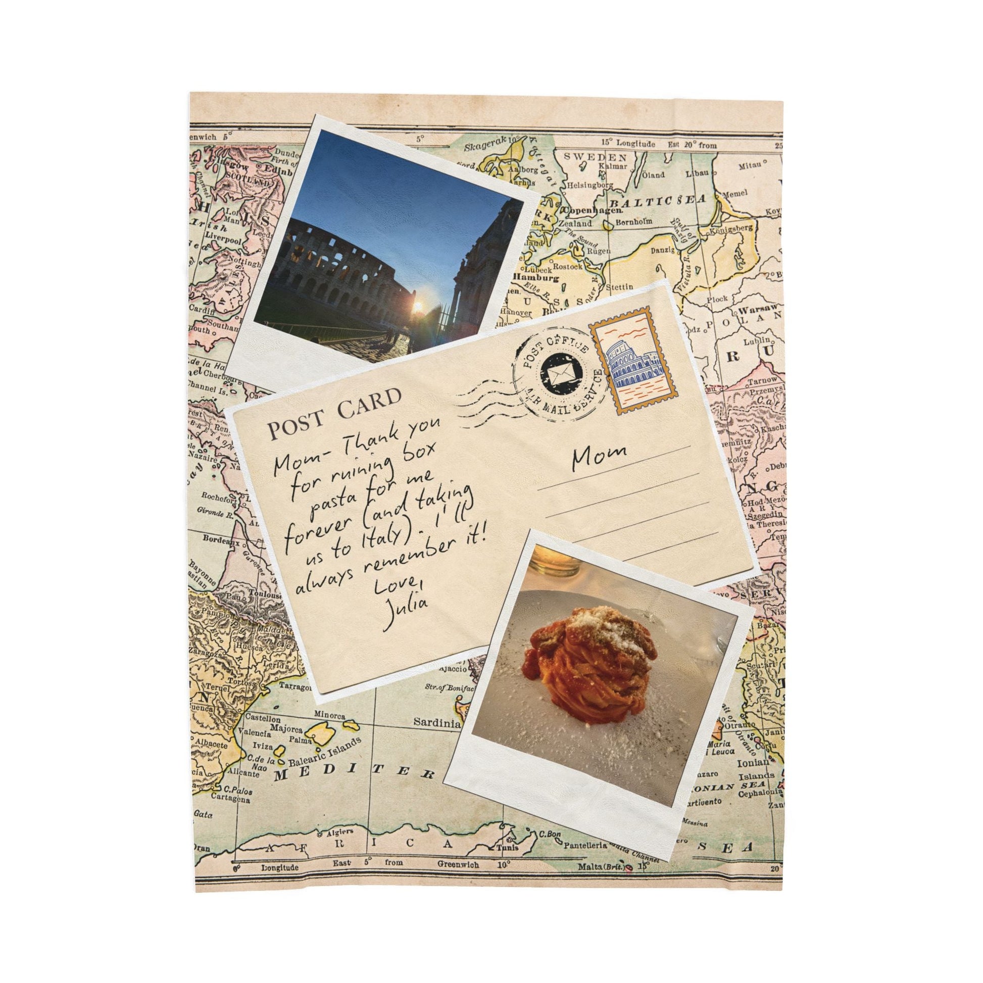 Cozy Plush Personalized Handwritten Postcard and Photo Travel Keepsake Blanket - Out of Office Outfitters - All Over Prints