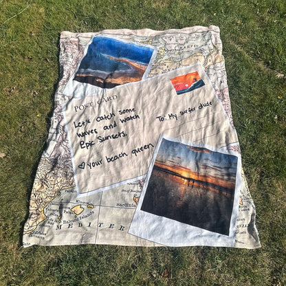 Cozy Plush Personalized Handwritten Postcard and Photo Travel Keepsake Blanket - Out of Office Outfitters - All Over Prints