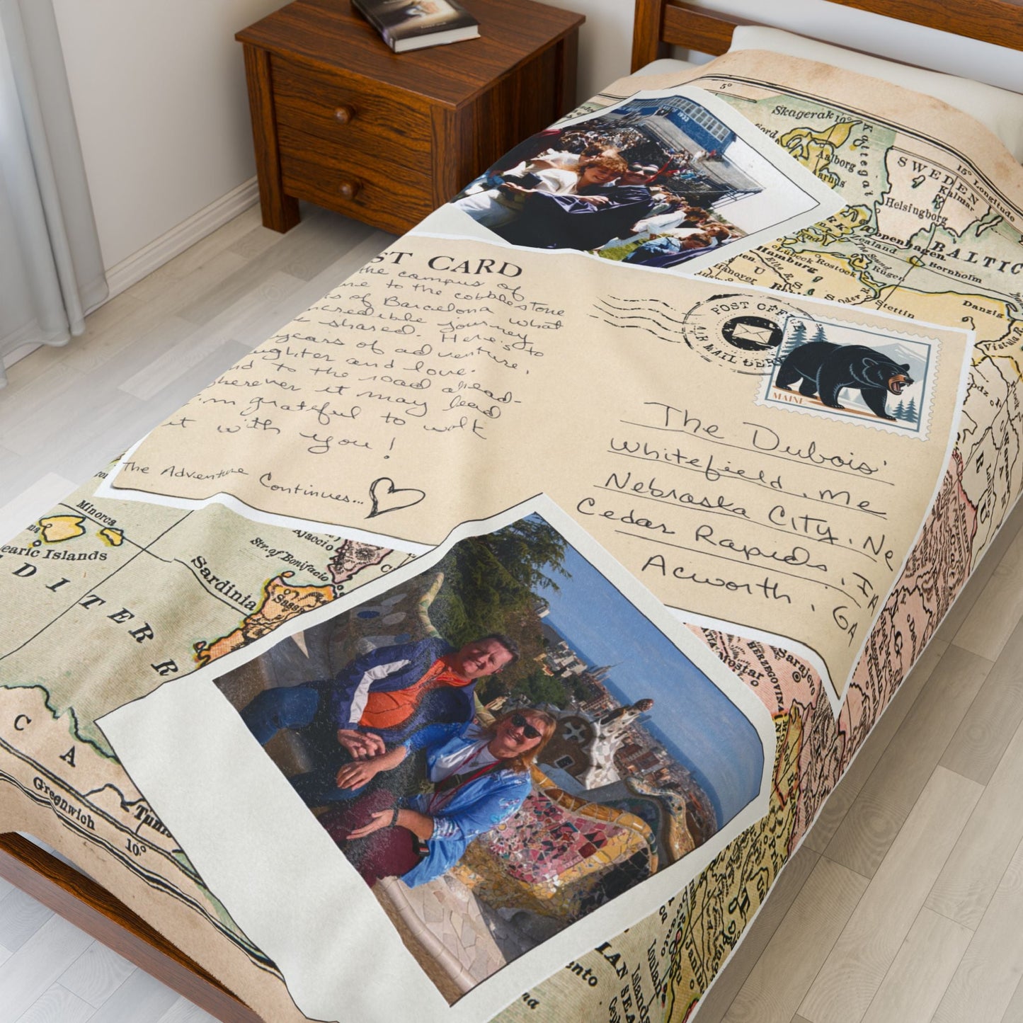 Cozy Plush Personalized Handwritten Postcard and Photo Travel Keepsake Blanket - Out of Office Outfitters - All Over Prints