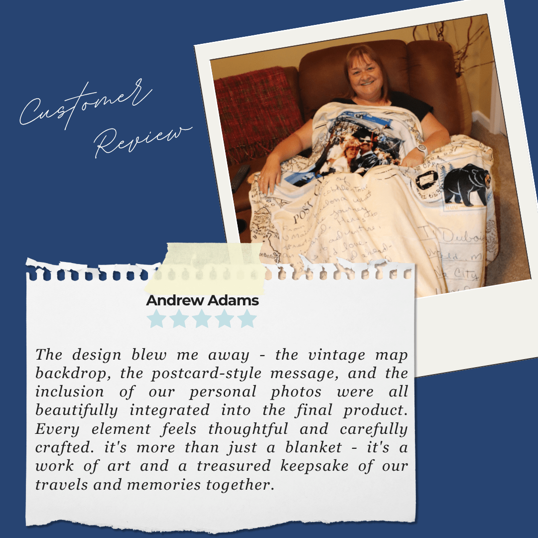 Cozy Plush Personalized Handwritten Postcard and Photo Travel Keepsake Blanket - Out of Office Outfitters - All Over Prints