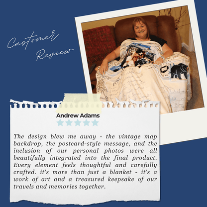 Cozy Plush Personalized Handwritten Postcard and Photo Travel Keepsake Blanket - Out of Office Outfitters - All Over Prints