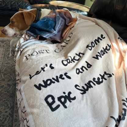 Cozy Plush Personalized Handwritten Postcard and Photo Travel Keepsake Blanket - Out of Office Outfitters - All Over Prints