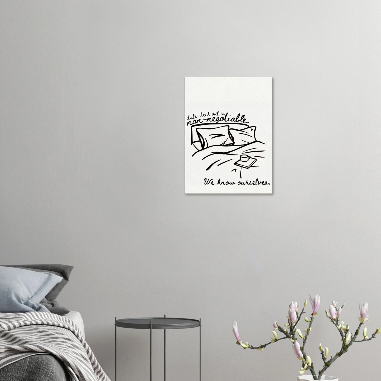 Late Check Out is Non - Negotiable (We Know Ourselves) - Travel Couple Canvas Wall Art - Out of Office Outfitters - Print Material