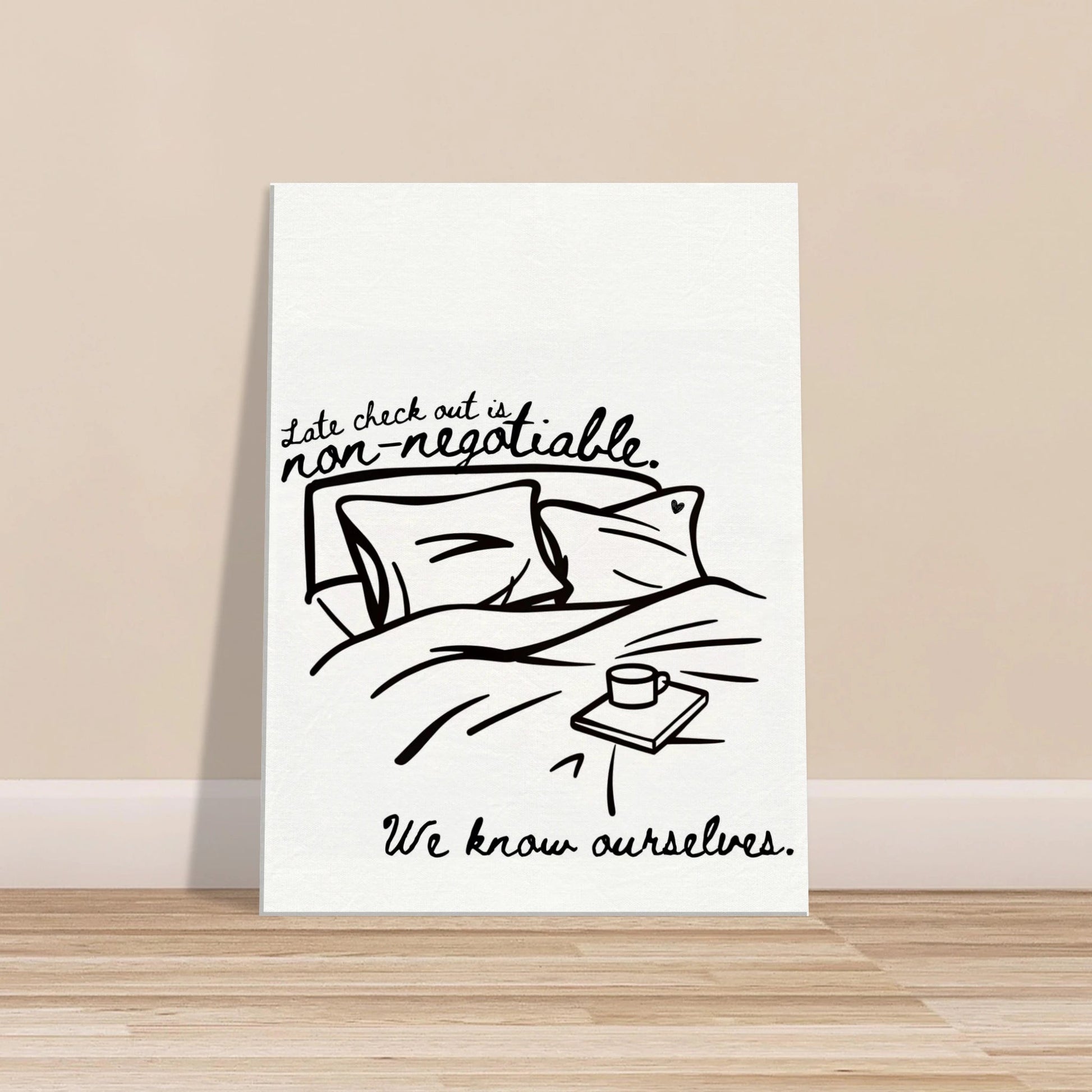 Late Check Out is Non - Negotiable (We Know Ourselves) - Travel Couple Canvas Wall Art - Out of Office Outfitters - Print Material