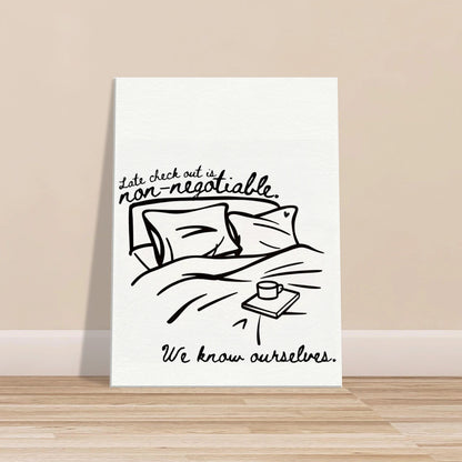 Late Check Out is Non - Negotiable (We Know Ourselves) - Travel Couple Canvas Wall Art - Out of Office Outfitters - Print Material