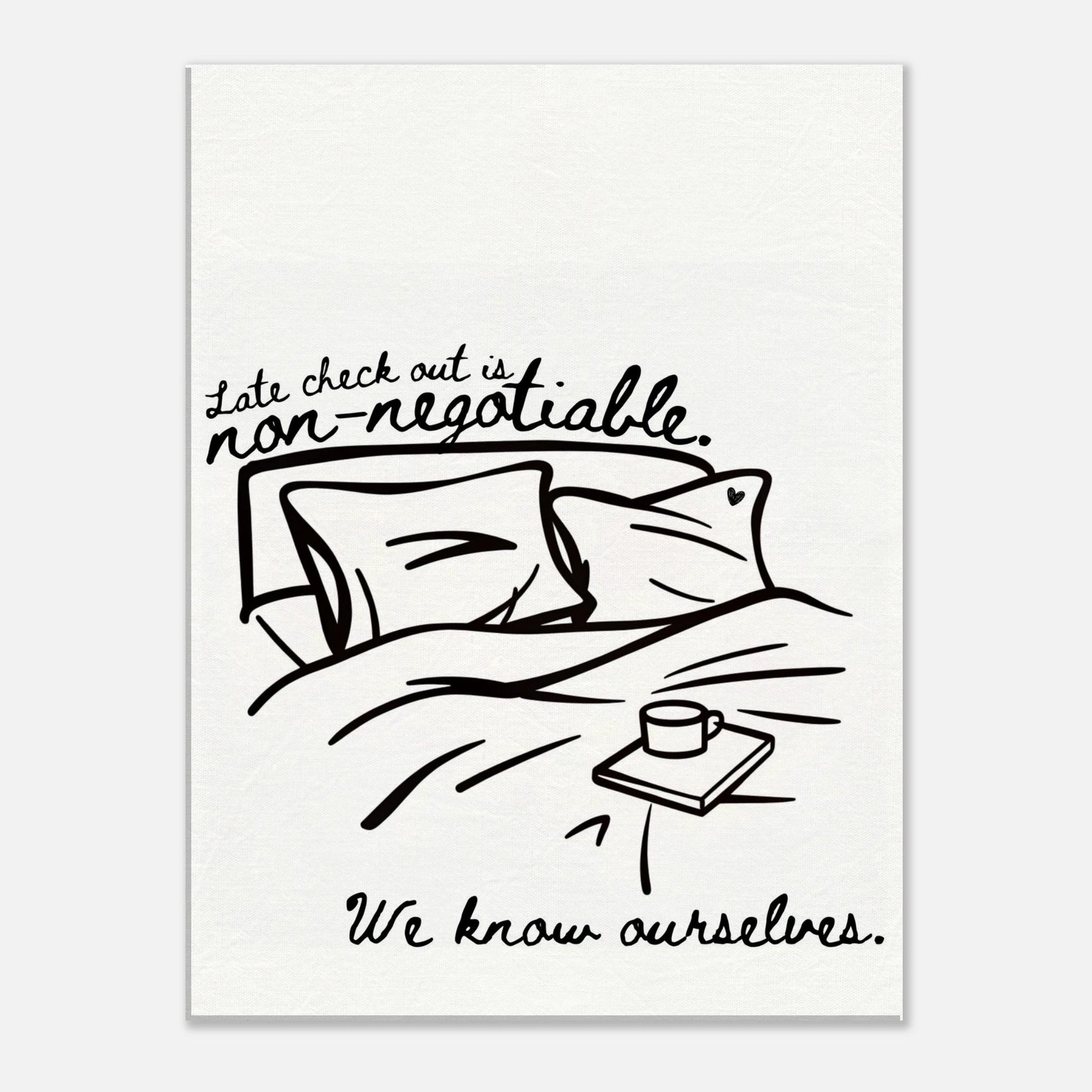Late Check Out is Non - Negotiable (We Know Ourselves) - Travel Couple Canvas Wall Art - Out of Office Outfitters - Print Material