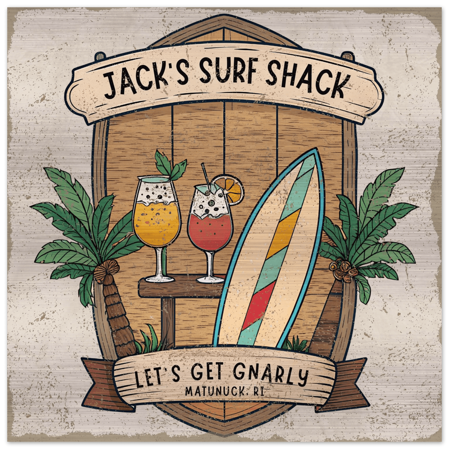 Let's Get Gnarly Brushed Aluminum Bar Sign - Out of Office Outfitters - Print Material