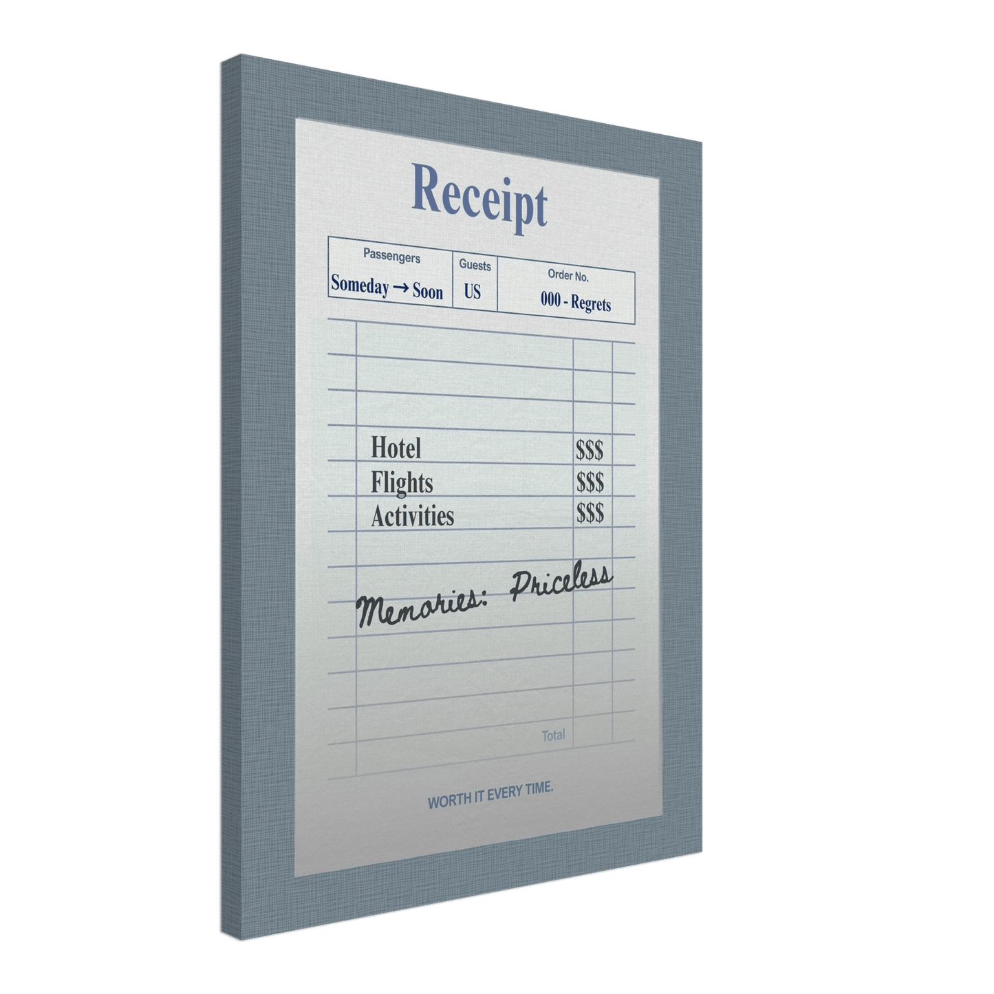 Memories: Priceless — Travel Receipt Typography - Out of Office Outfitters - Print Material