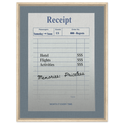 Memories: Priceless — Travel Receipt Typography - Out of Office Outfitters - Print Material