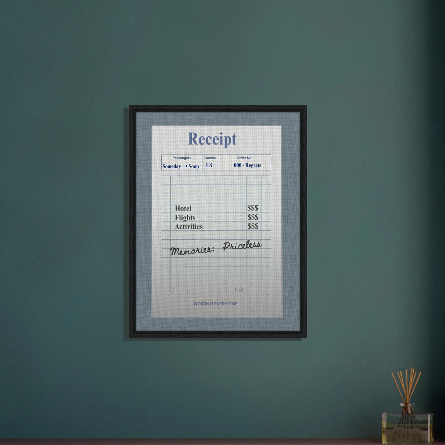 Memories: Priceless — Travel Receipt Typography - Out of Office Outfitters - Print Material