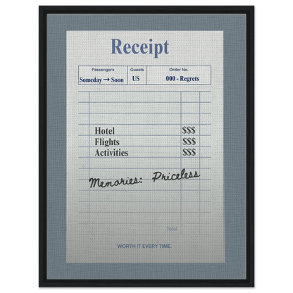 Memories: Priceless — Travel Receipt Typography - Out of Office Outfitters - Print Material