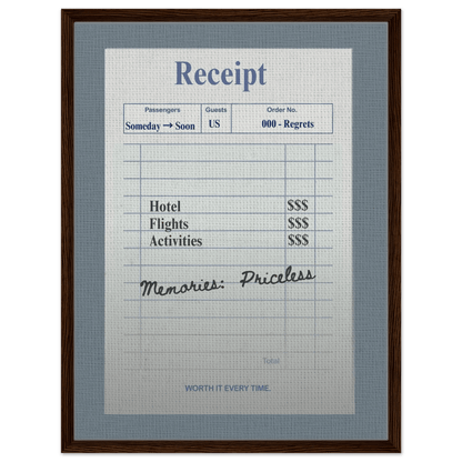 Memories: Priceless — Travel Receipt Typography - Out of Office Outfitters - Print Material