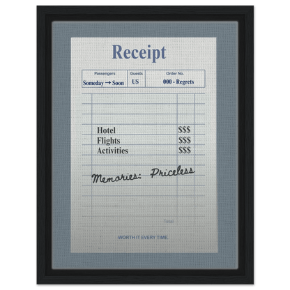 Memories: Priceless — Travel Receipt Typography - Out of Office Outfitters - Print Material