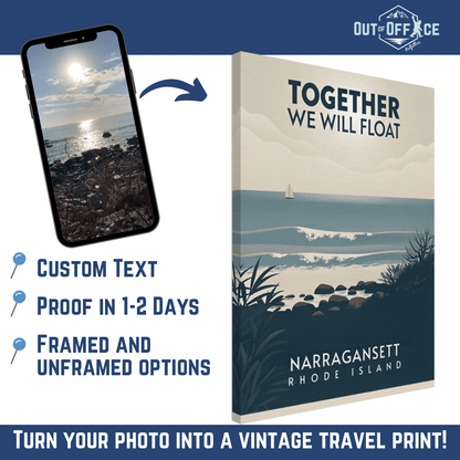 Minimalist Vintage Style Travel Poster from YOUR Photo Canvas Wall Art - Out of Office Outfitters - Print Material