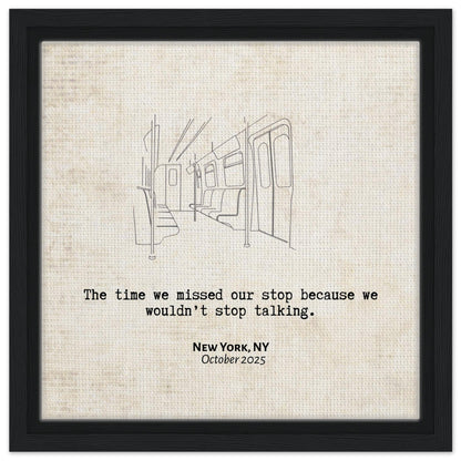 "Missed Our Stop" - Personalized Travel Micro Memory Framed Canvas - Out of Office Outfitters - Print Material