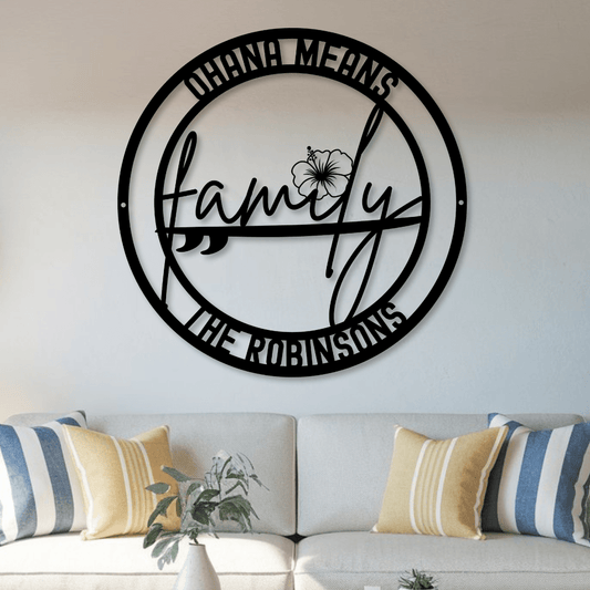 Ohana Means Family Metal Wall Art - Out of Office Outfitters - Die - Cut Sign