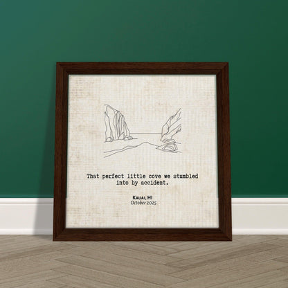 "Perfect Little Cove" - Personalized Travel Micro Memory Framed Canvas - Out of Office Outfitters - Print Material