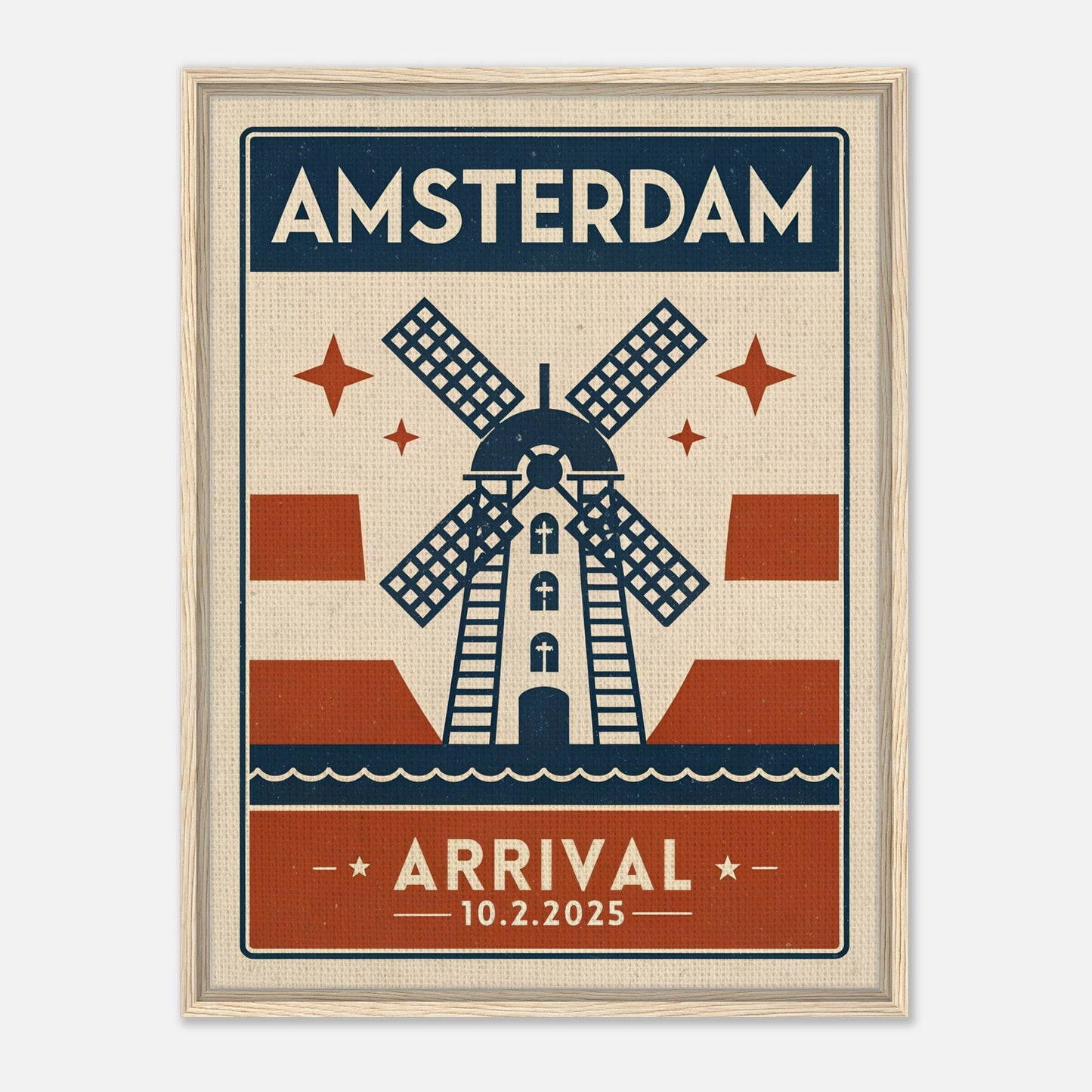 Personalized Amsterdam Vintage Travel Poster Canvas – Framed - Out of Office Outfitters - Print Material
