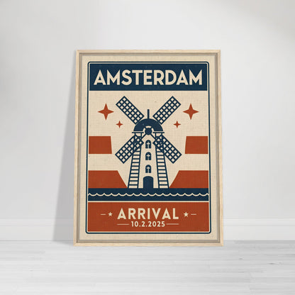 Personalized Amsterdam Vintage Travel Poster Canvas – Framed - Out of Office Outfitters - Print Material