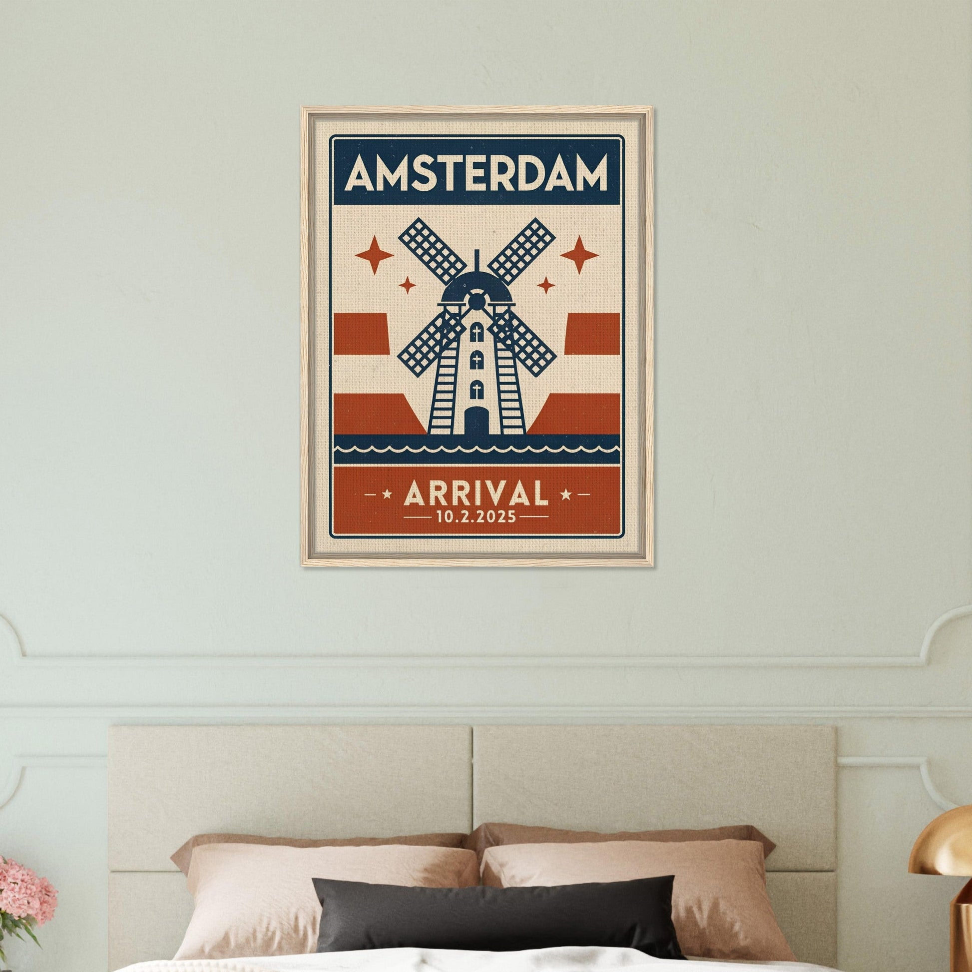 Personalized Amsterdam Vintage Travel Poster Canvas – Framed - Out of Office Outfitters - Print Material