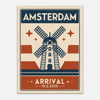 Personalized Amsterdam Vintage Travel Poster Canvas – Unframed - Out of Office Outfitters - Print Material