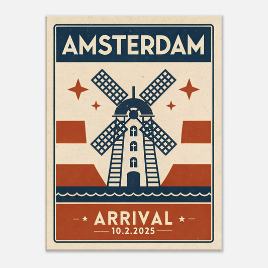 Personalized Amsterdam Vintage Travel Poster Canvas – Unframed - Out of Office Outfitters - Print Material