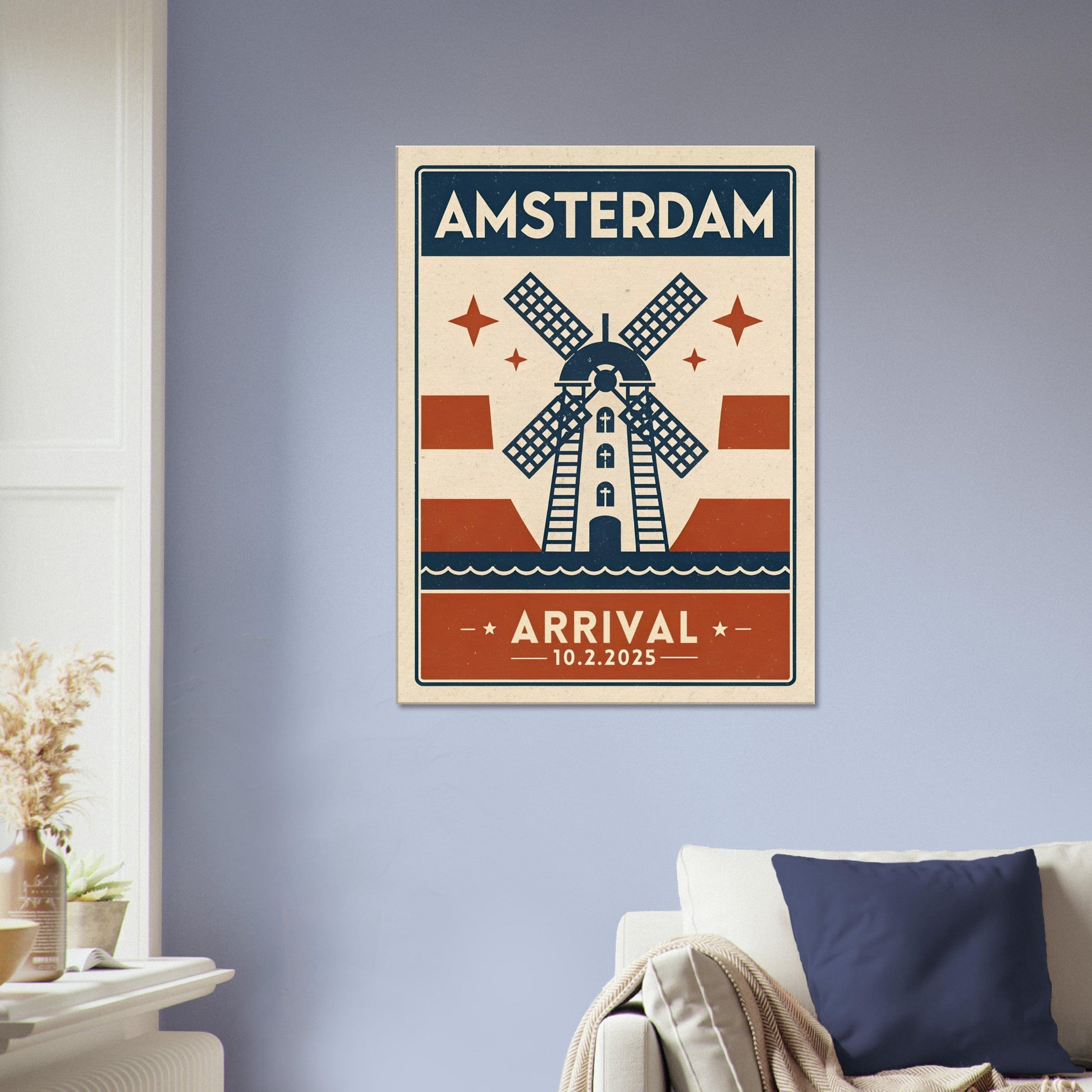 Personalized Amsterdam Vintage Travel Poster Canvas – Unframed - Out of Office Outfitters - Print Material