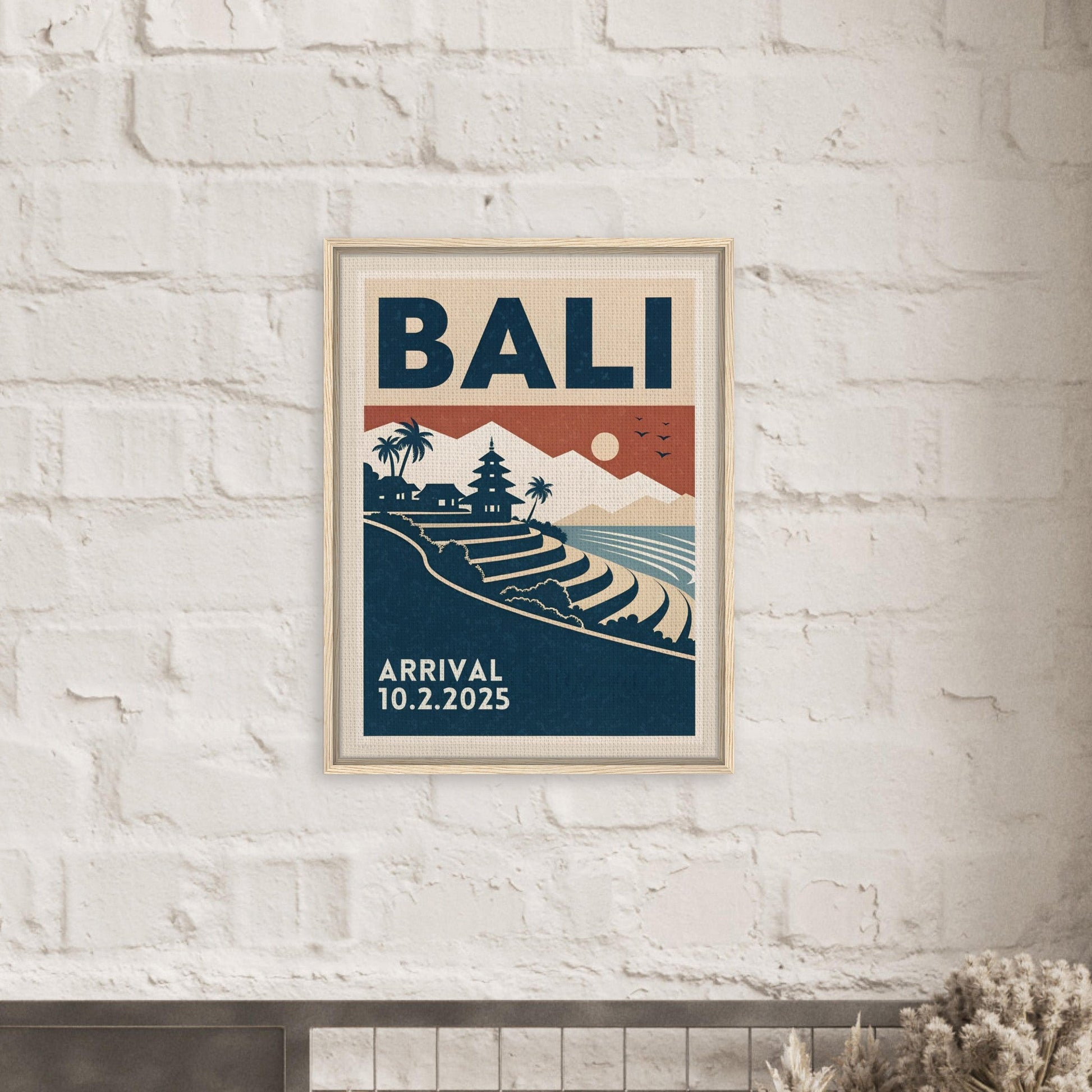 Personalized Bali Vintage Travel Poster Canvas – Framed - Out of Office Outfitters - Print Material