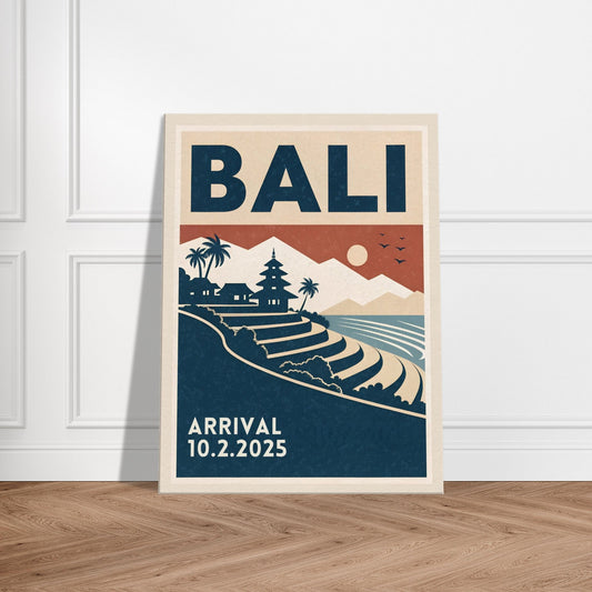 Personalized Bali Vintage Travel Poster Canvas – Unframed - Out of Office Outfitters - Print Material