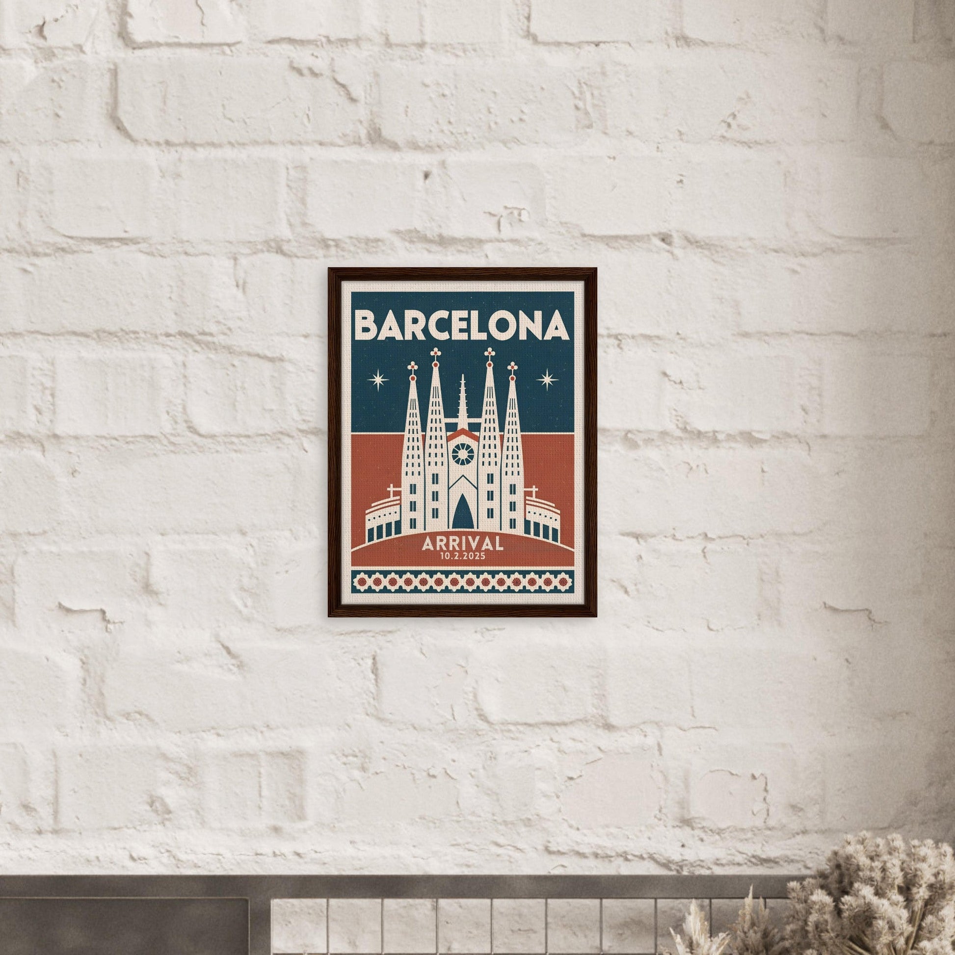 Personalized Barcelona Vintage Travel Poster Canvas – Framed - Out of Office Outfitters - Print Material