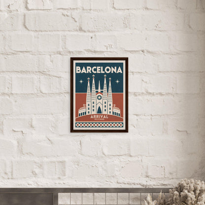 Personalized Barcelona Vintage Travel Poster Canvas – Framed - Out of Office Outfitters - Print Material