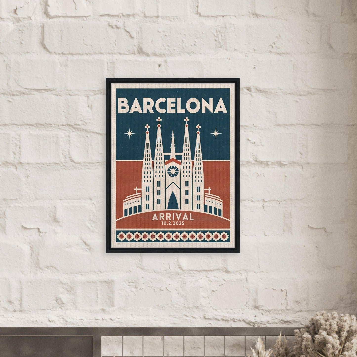 Personalized Barcelona Vintage Travel Poster Canvas – Framed - Out of Office Outfitters - Print Material