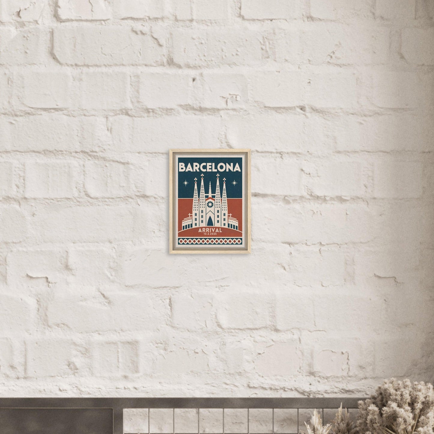 Personalized Barcelona Vintage Travel Poster Canvas – Framed - Out of Office Outfitters - Print Material