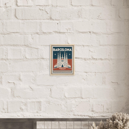 Personalized Barcelona Vintage Travel Poster Canvas – Framed - Out of Office Outfitters - Print Material