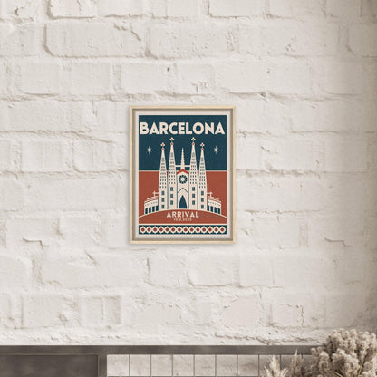 Personalized Barcelona Vintage Travel Poster Canvas – Framed - Out of Office Outfitters - Print Material