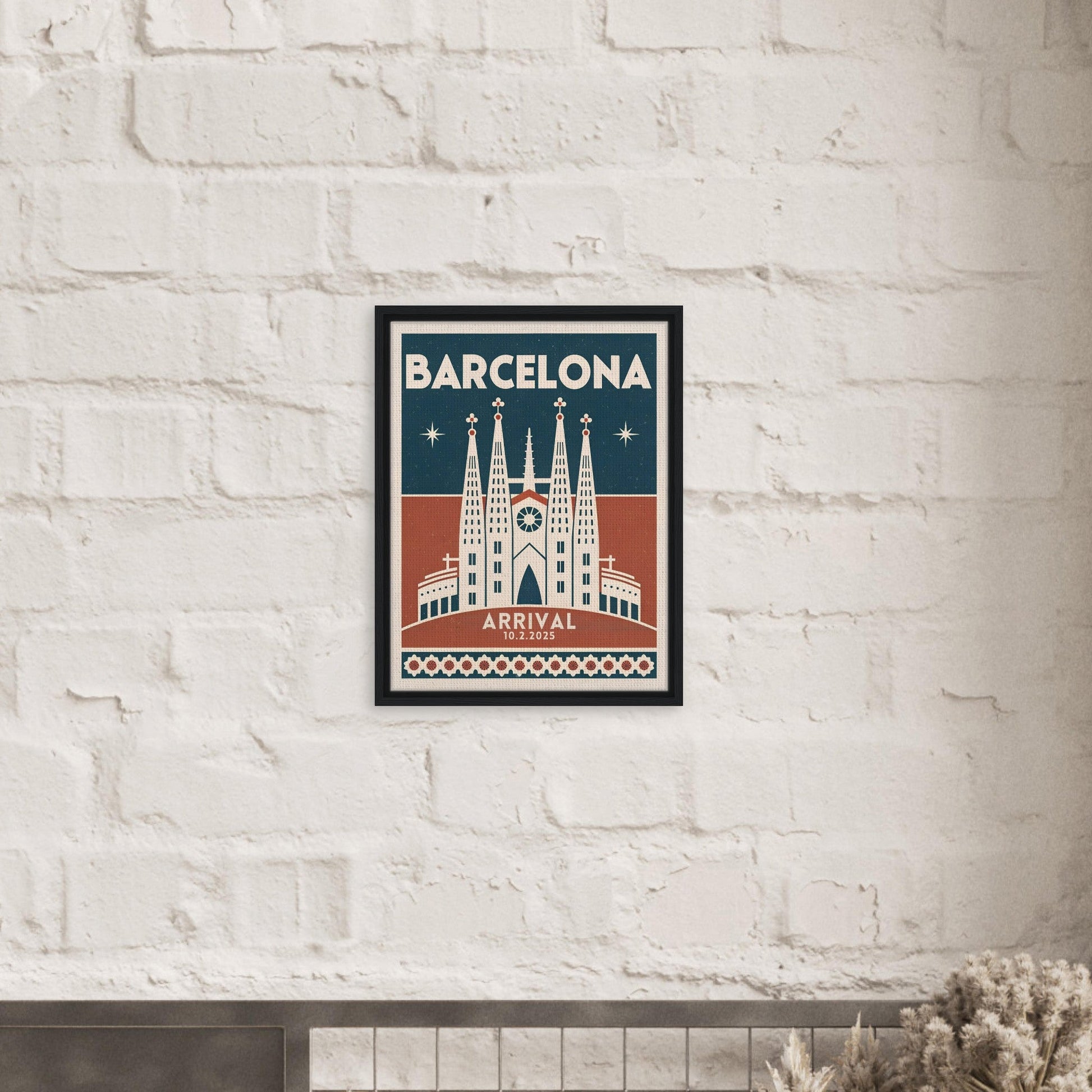 Personalized Barcelona Vintage Travel Poster Canvas – Framed - Out of Office Outfitters - Print Material