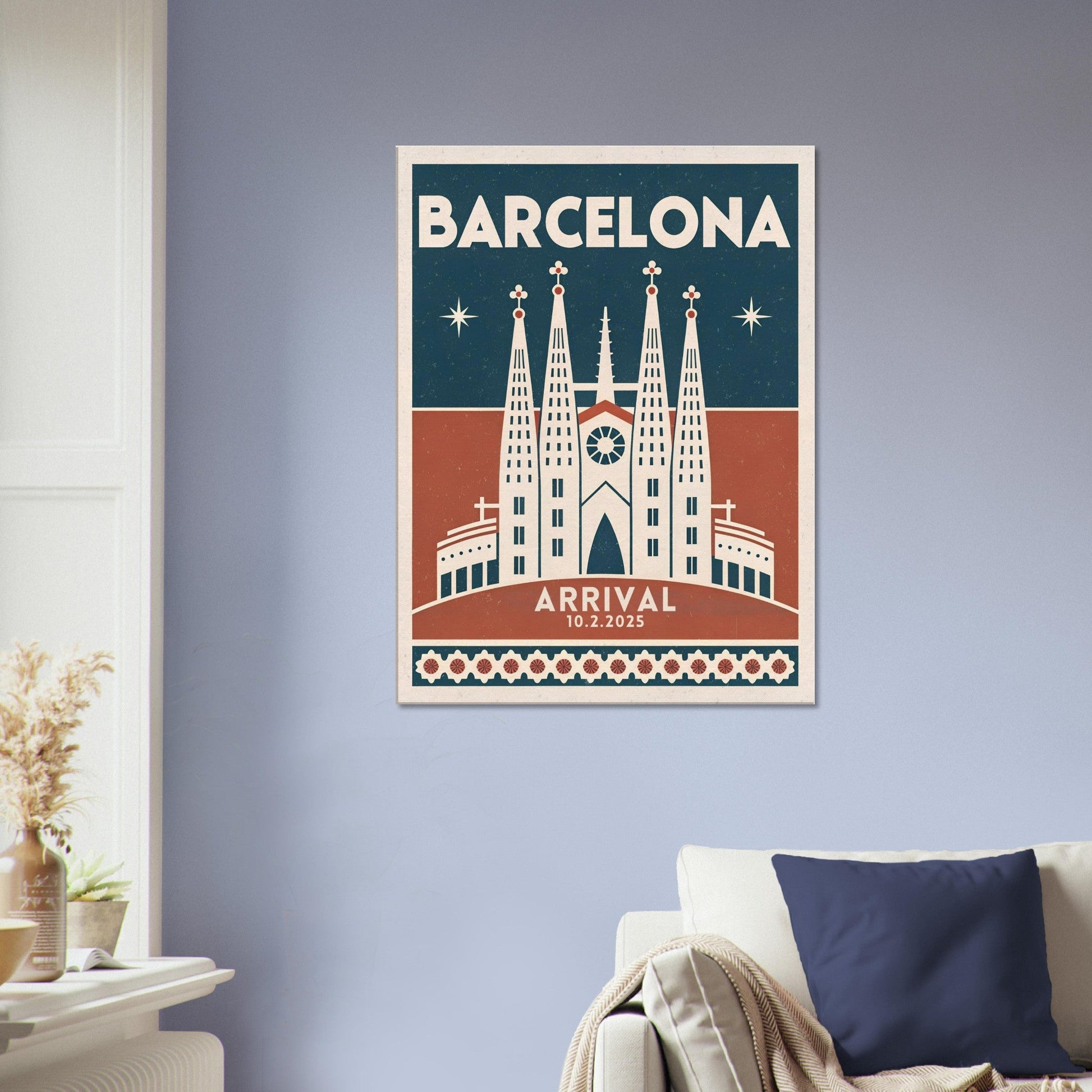Personalized Barcelona Vintage Travel Poster Canvas – Unframed - Out of Office Outfitters - Print Material