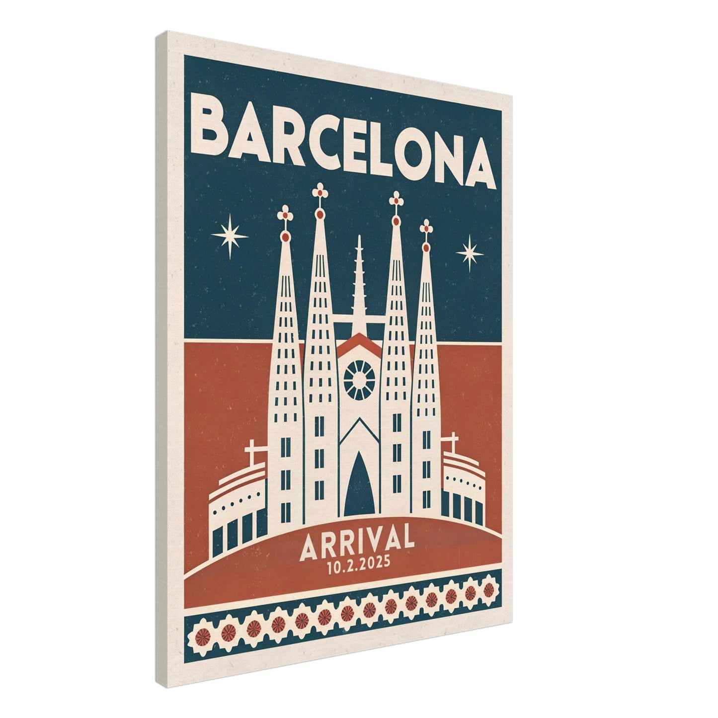 Personalized Barcelona Vintage Travel Poster Canvas – Unframed - Out of Office Outfitters - Print Material