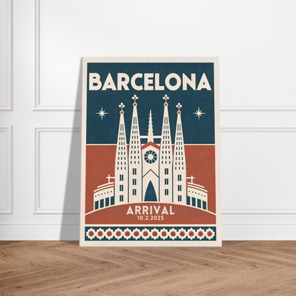 Personalized Barcelona Vintage Travel Poster Canvas – Unframed - Out of Office Outfitters - Print Material